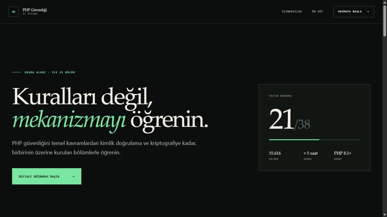 PHP Güvenliği El Kitabı giriş sayfası